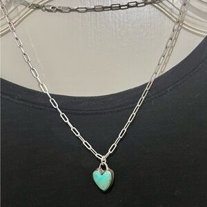 Custom Turquoise heart pendant with chain.